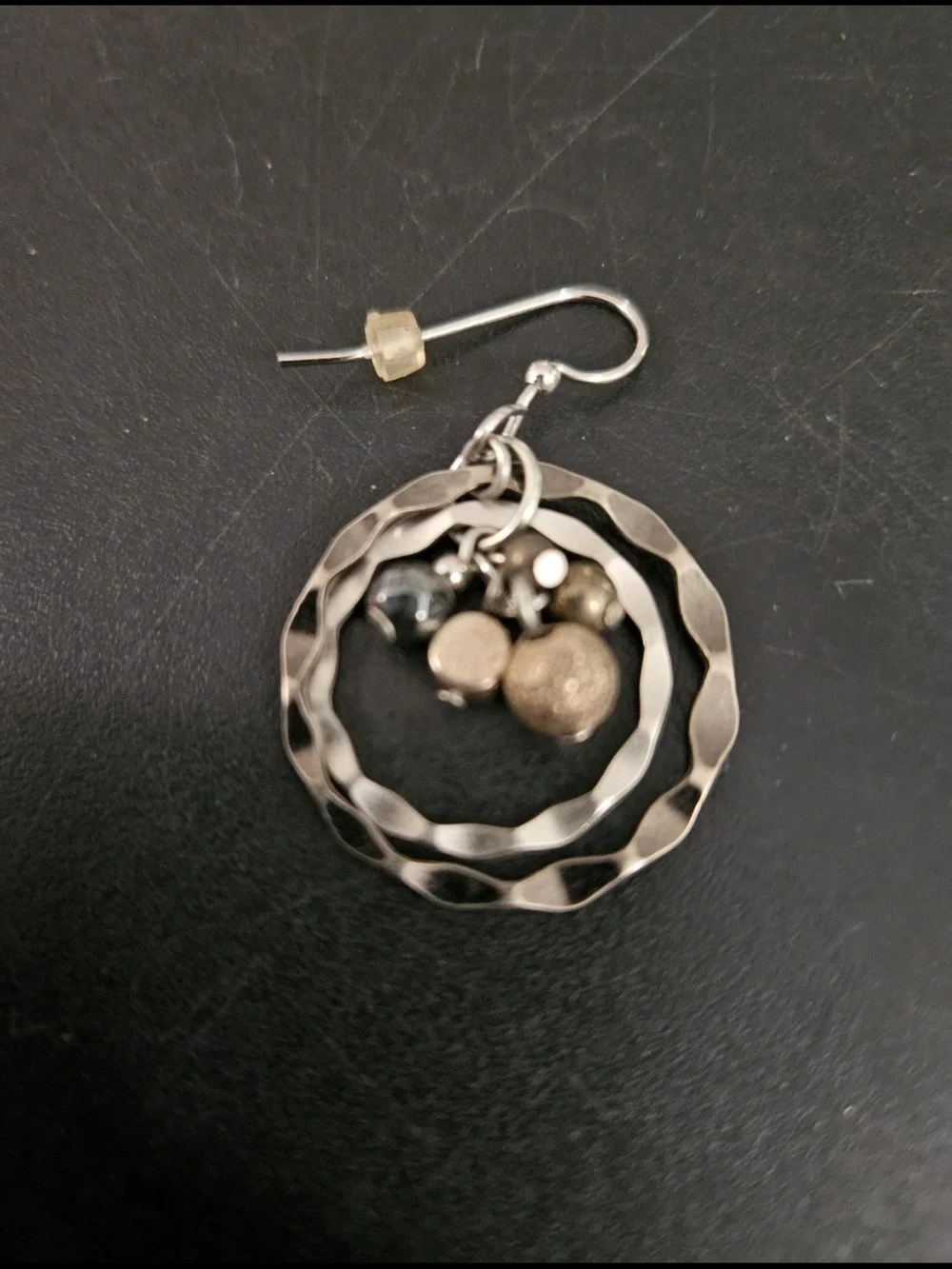 Two-tone orbital drop earrings